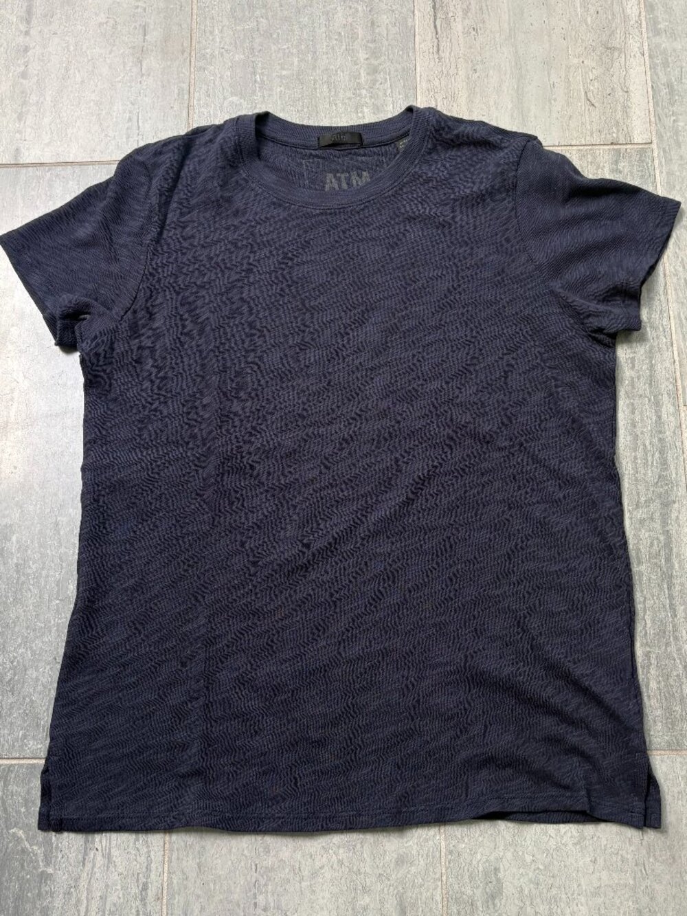 ATM Anthony Thomas Melillo Slub Cotton Crewneck Tee Blue Medium - Picture 2 of 9